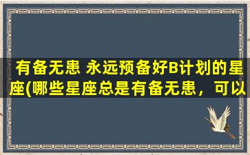 有备无患 永远预备好B计划的星座(哪些星座总是有备无患，可以随时应对突发状况？)